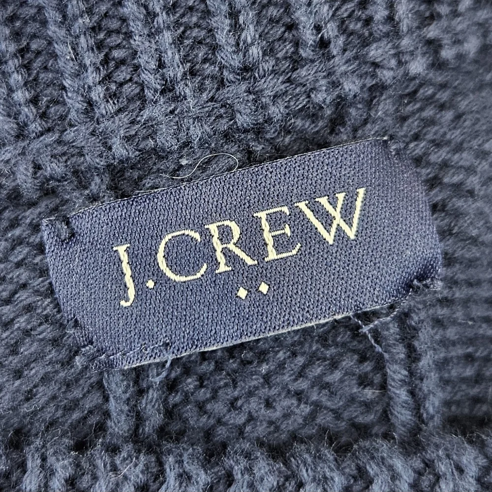 J Crew Reimagined Blue Cable Knit Mens Fisherman Sweater Preppy Academia Classic